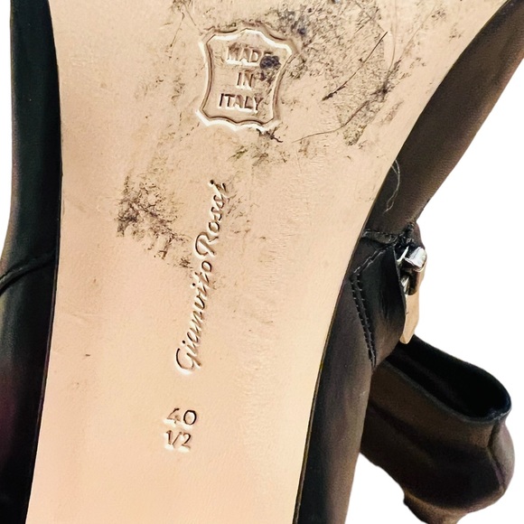 Gianvito Rossi Heel Leather Bootie Size 40 1/2 Made in Italy Zipper Side Closure - Picture 12 of 13